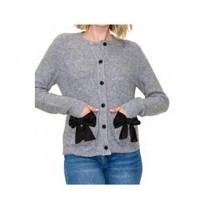 NEW STACCATO bow accent sweater in grey